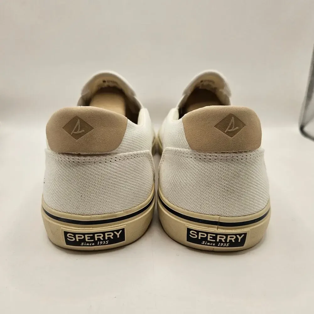 SPERRY MEN'S 11 WHITE CANVAS SLIP ON LOW TOP SNEAKER 109115 NWOB